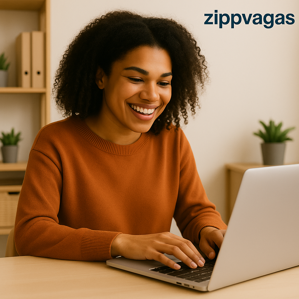 moça procurando vagas de emprego no zippvagas