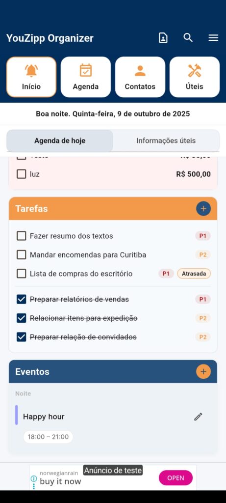 YouZipp Organizer - app organizador e agenda